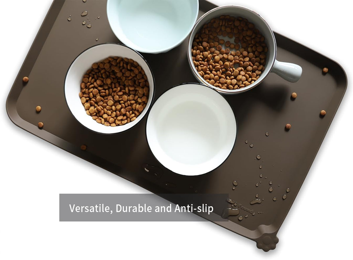 Hoki Found L Silicone Pet Food Mats Tray - Non Slip Dog Cat Bowl Mats Placemat - Pet Feeding Mat