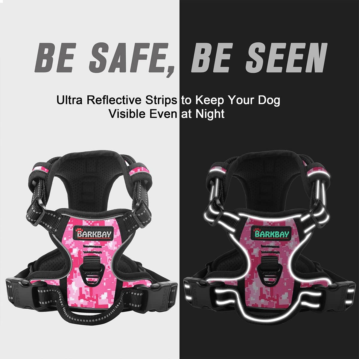 BARKBAY No Pull Dog Harness Front Clip Heavy Duty Reflective Easy Control Handle for Large Dog