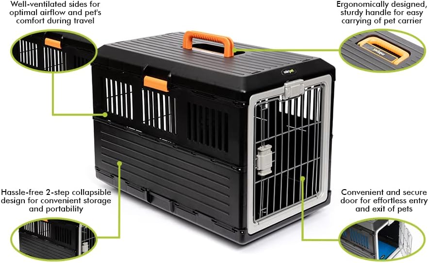 USA Pet Carrier & Crate 26" - Premium Collapsible Design for Medium Cats and Dogs - Portable Kennel
