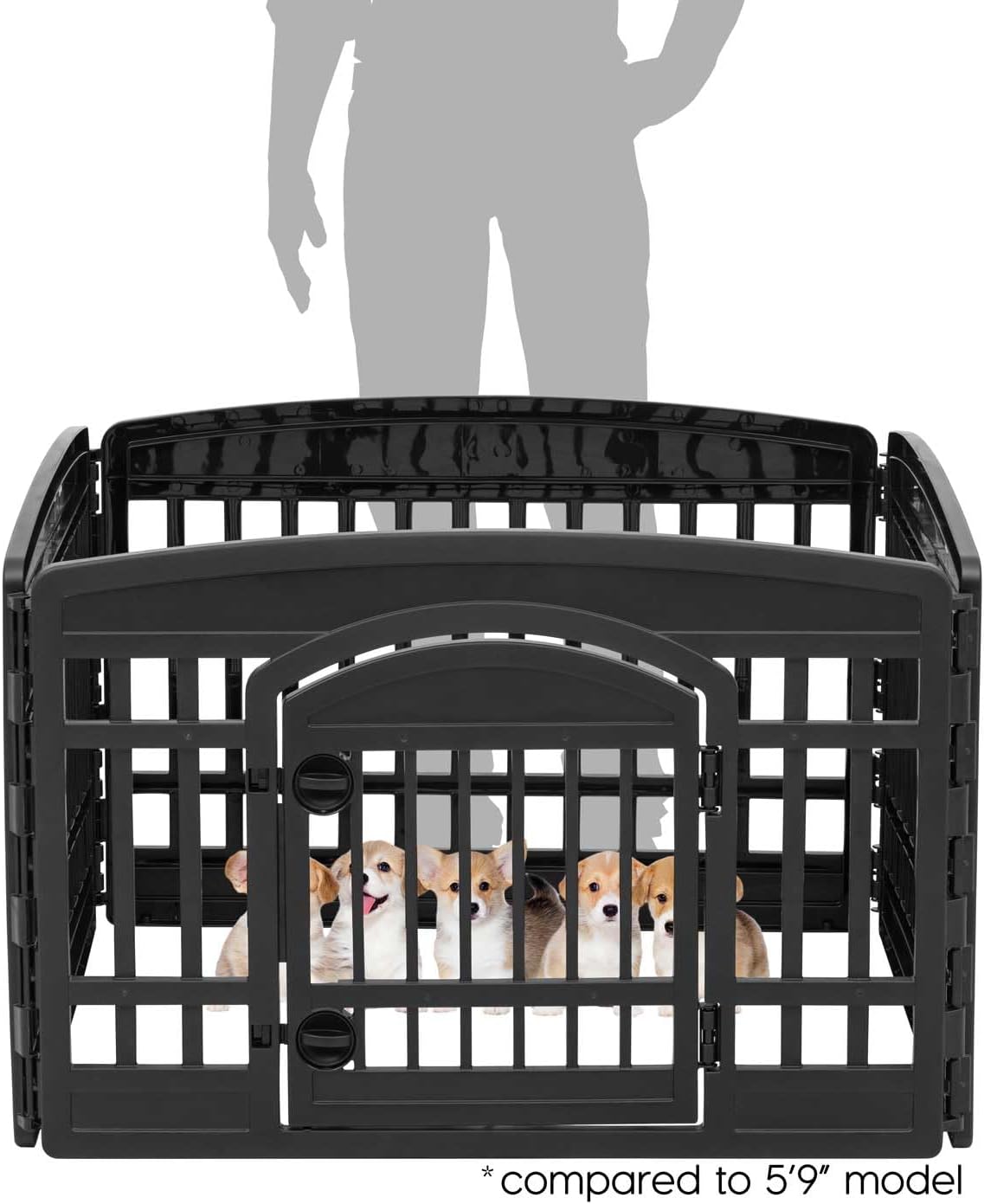 IRIS USA 24" 4-Panel Dog Playpen with Door, 35 x 35 x 24, Puppy Playpen, Dog Play Pen Indoors, Pet