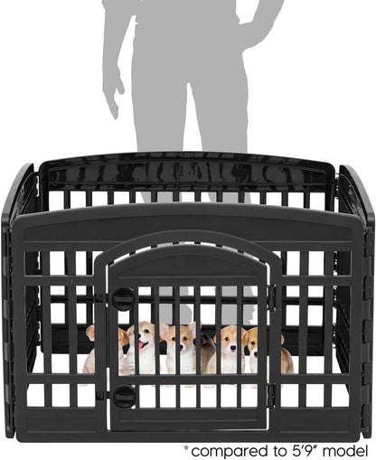 IRIS USA 24" 4-Panel Dog Playpen with Door, 35 x 35 x 24, Puppy Playpen, Dog Play Pen Indoors, Pet
