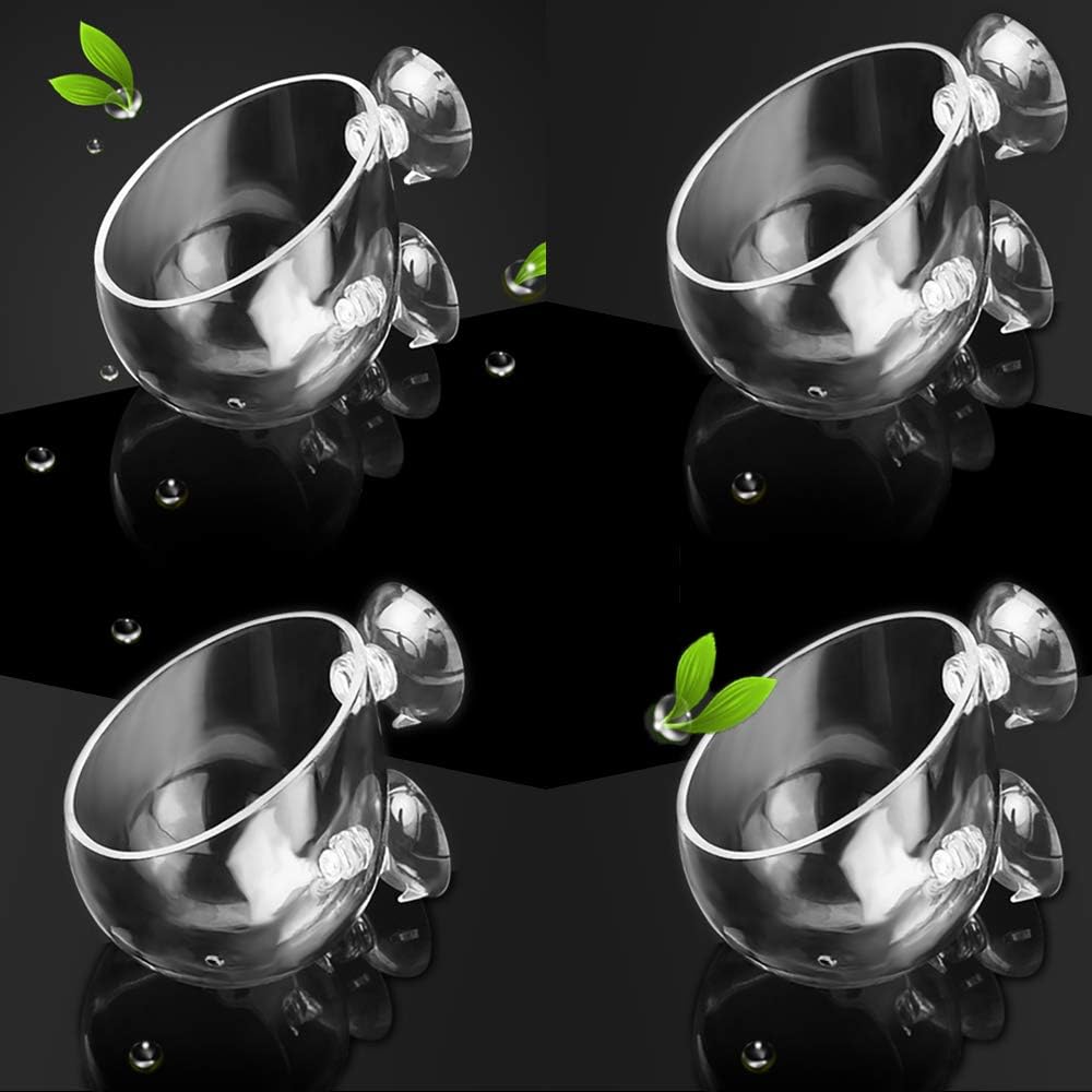 capetsma 4X Crystal Glass Aquarium Plant Pot, Aquarium Aquatic Planter, Red Shrimp Live Plants Fish