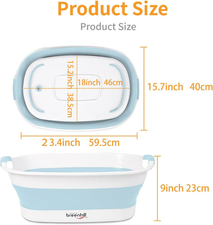 Collapsible Dog Bath Tub for Small Dogs & Cats, Portable Puppy Bath Tub with Water Drain Plug