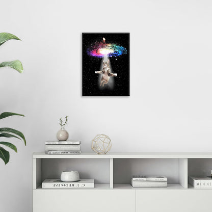 Funny Cat Wall Art Canvas Galaxy Wall Decor Prints Framed Painting Animal Pictures Gifts Artwork