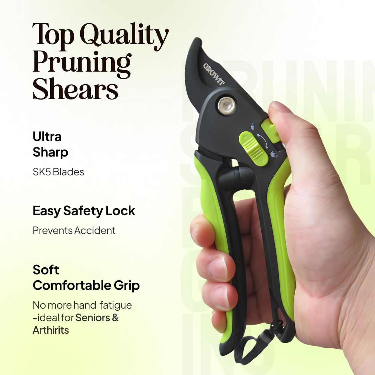 Ultra Sharp Pruning Shears Hedge Clipper – Cuts 3X Easier, Dual-Size Opening, Weak Hand Arthritis