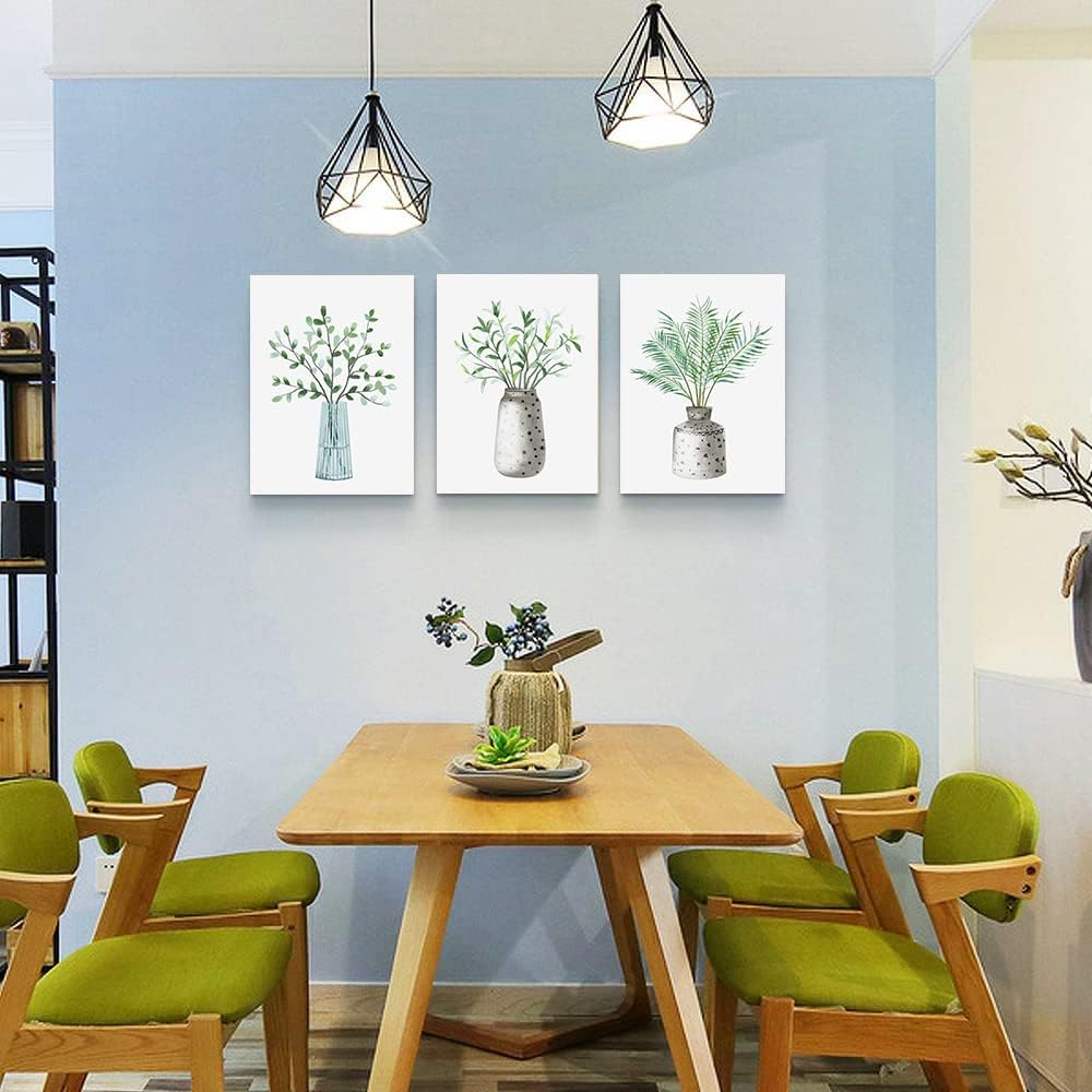 AHUASJART Canvas Wall Art - Paintings for Kitchen, Dining Room, Family Wall Decor - Green Leaf