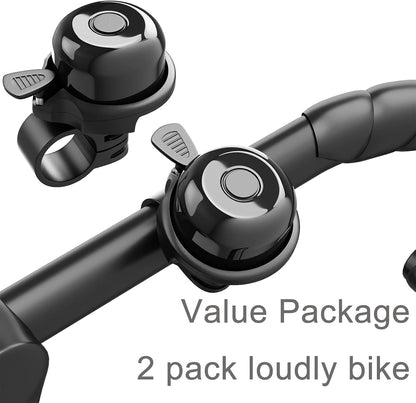2 Pack Classic Bike Bell, Bicycle Bell Loud Crisp Clear Sound Bicycle Bike Bell City Bike BMX Bike