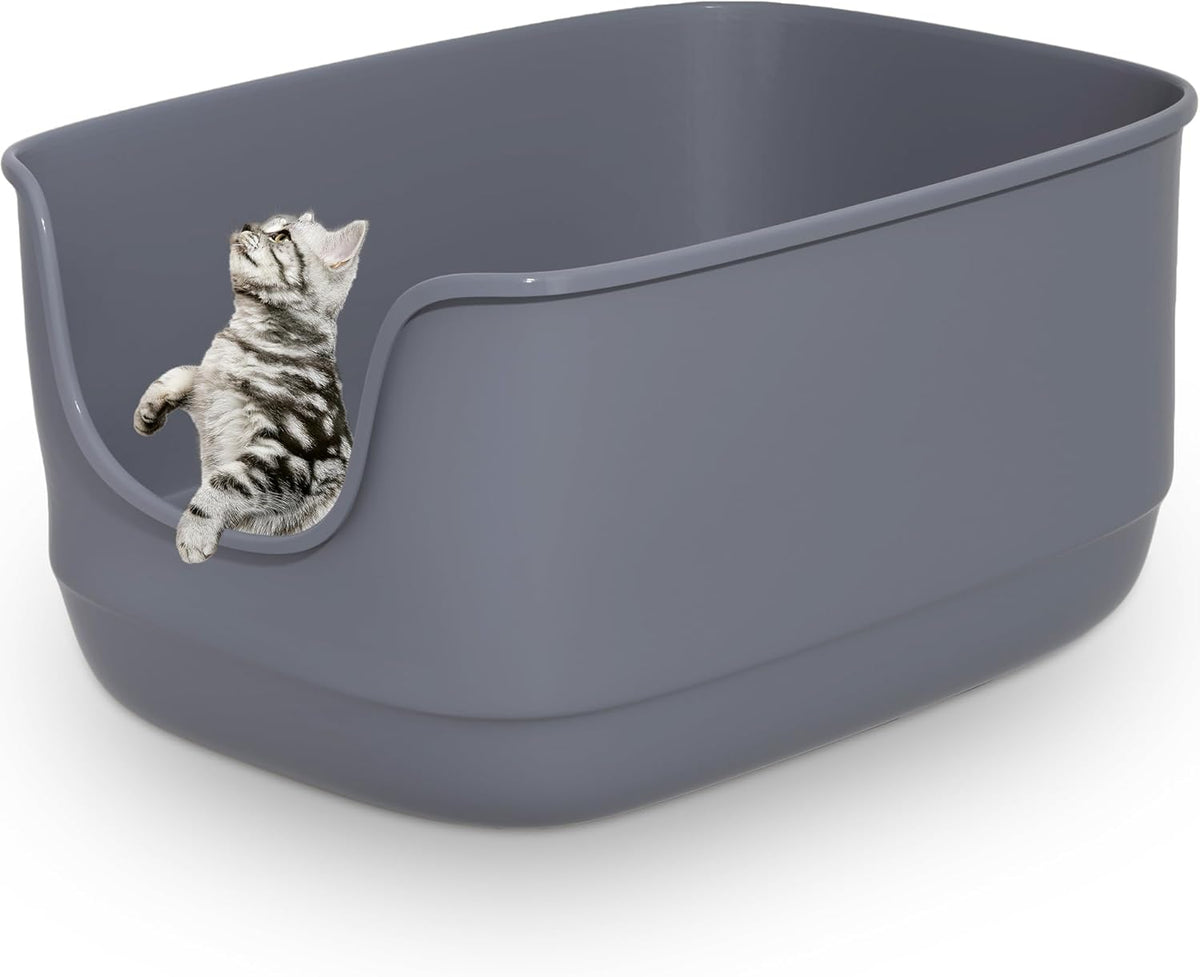Gefryco Large Cat Litter Box with High Sided 24.6"x18.3"x12.2" - Jumbo Extra Large Open Anti
