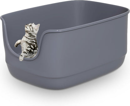 Gefryco Large Cat Litter Box with High Sided 24.6"x18.3"x12.2" - Jumbo Extra Large Open Anti