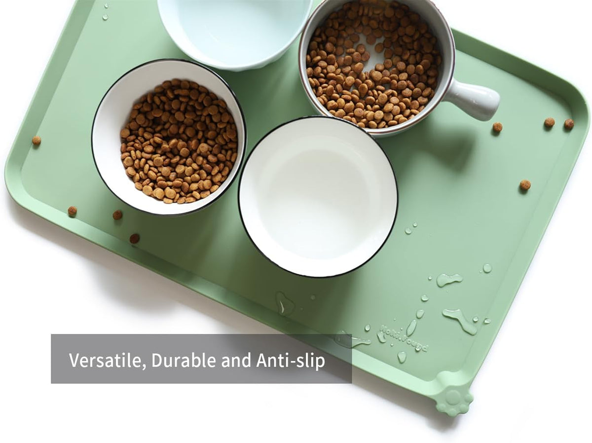 Hoki Found L Silicone Non Slip Pet Dog Cat Bowl Mats - Placemat, Feeding Mat - Waterproof for