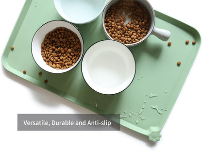 Hoki Found L Silicone Non Slip Pet Dog Cat Bowl Mats - Placemat, Feeding Mat - Waterproof for