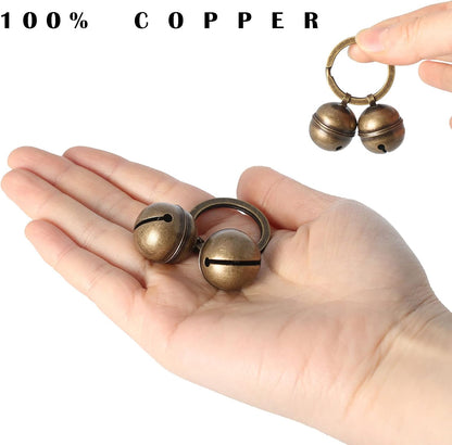 Copper Bells for Dog Collars with Snap Clips - Made of Pure Copper for Dogs/Cat - Clear Sound & No