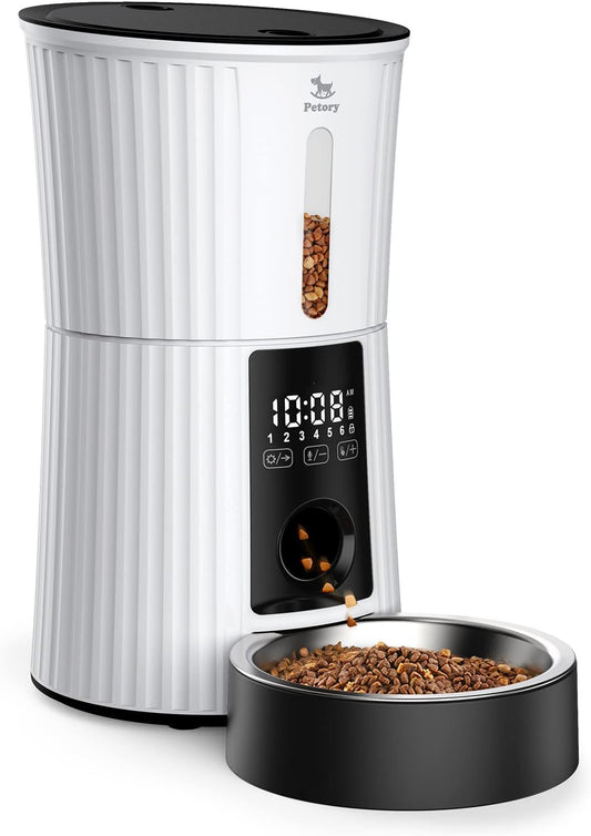 Petory Timed Automatic Cat Feeders - 4L Programable Dry Food Dispenser for Cats and Small Medium