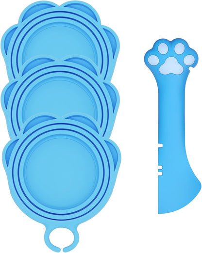 Cat Food Can Spoon & 3 Pcs Can Lids | Cute Paw Shape Can Covers & Cat Can Opener for Wet Food |
