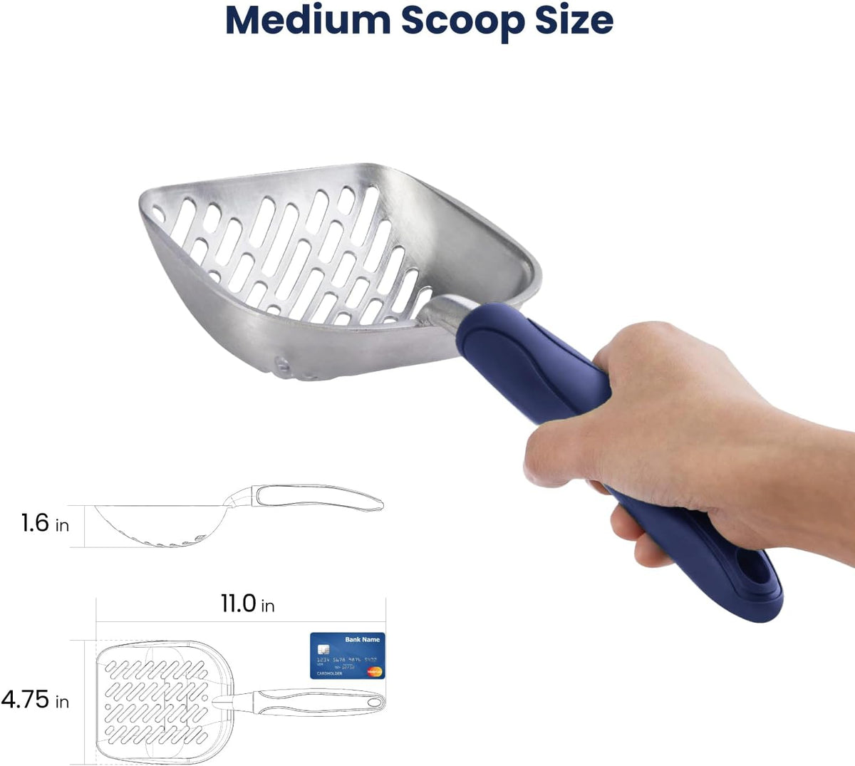 WePet Cat Litter Scoop, Aluminum Alloy Sifter, Kitty Metal Scooper, Deep Shovel with Diagonal