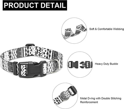 Mercano Adjustable Dog Collar - Special Design Patterns, Soft Nylon Comfortable Sturdy Pet Collar