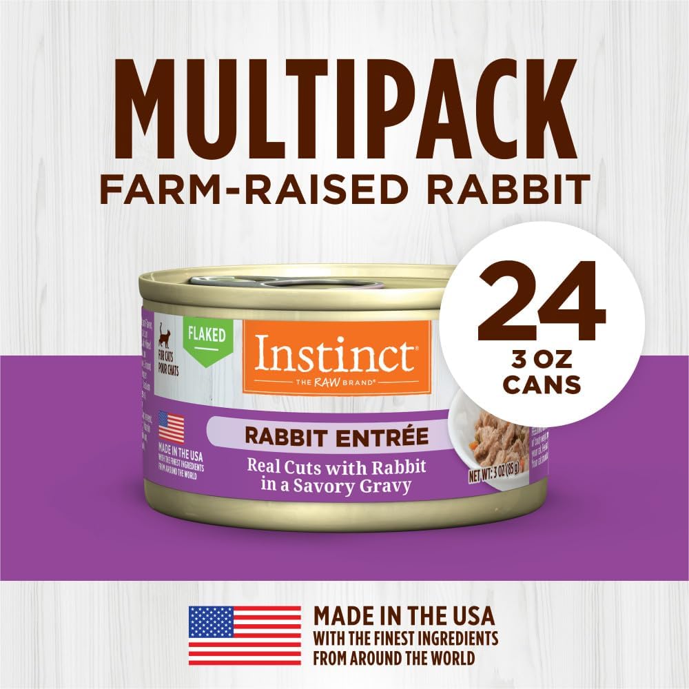 Instinct Flaked Entrée Wet Canned Cat Food - Rabbit, 3 oz. Cans (Pack of 24)