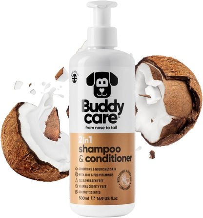 2in1 Dog Shampoo and Conditioner (16.90oz) | Coconut Scented Dog Shampoo Sensitive Skin |
