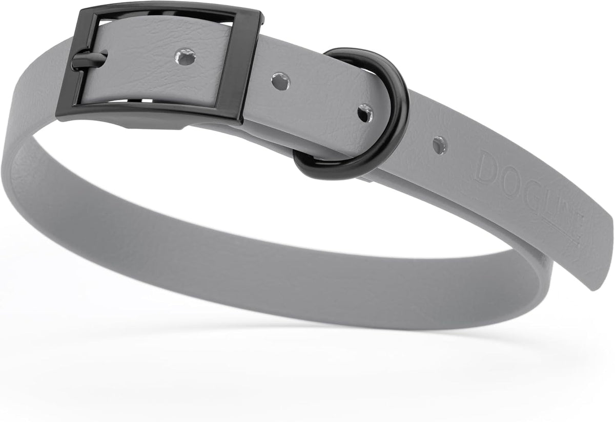 Dogline Biothane Waterproof Dog Collar Strong Coated Nylon Webbing with Black Hardware Odor- Proof