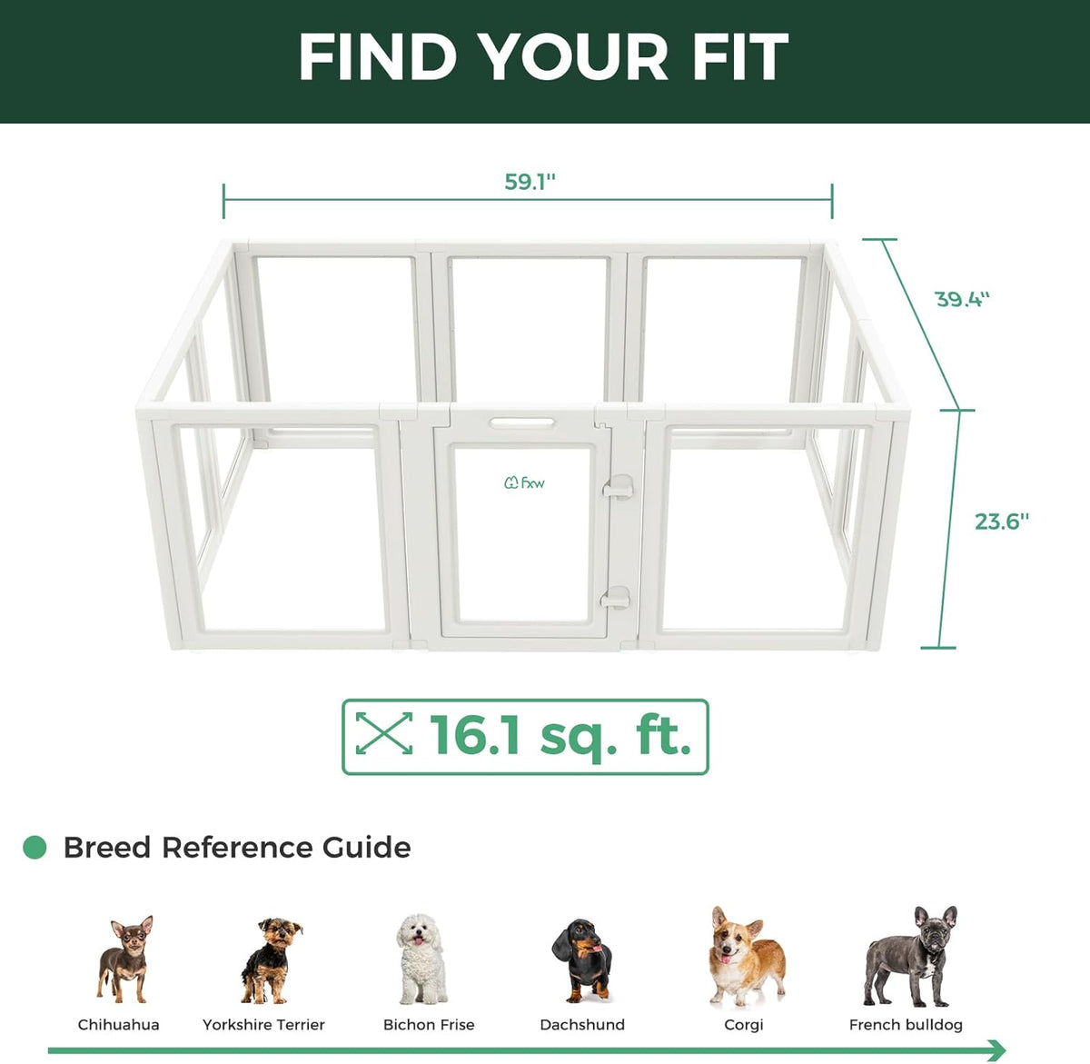FXW AuraSpace Acrylic Indoor Unleashed Dog Playpen for Puppies and Small Dogs, 24 Inch, 10 Panels