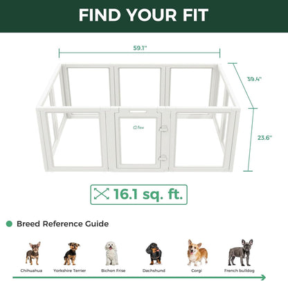 FXW AuraSpace Acrylic Indoor Unleashed Dog Playpen for Puppies and Small Dogs, 24 Inch, 10 Panels