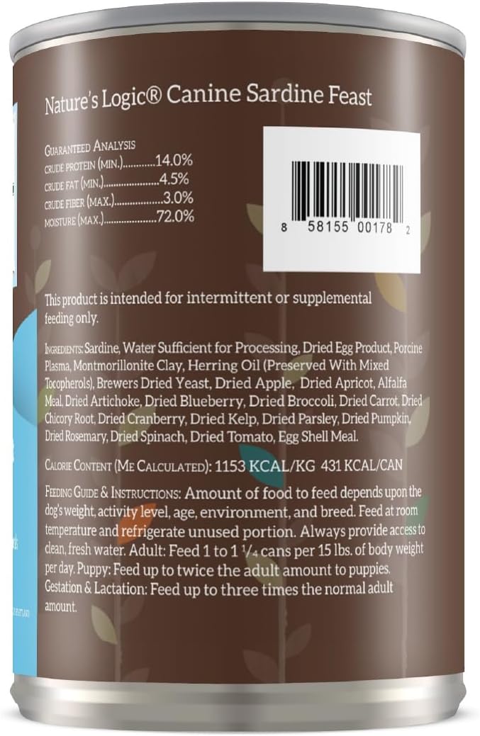 Nature's Logic Grain-Free Canned Dog Food - 90% Animal Proteins - 100% Natural Wet Dog Food Cans