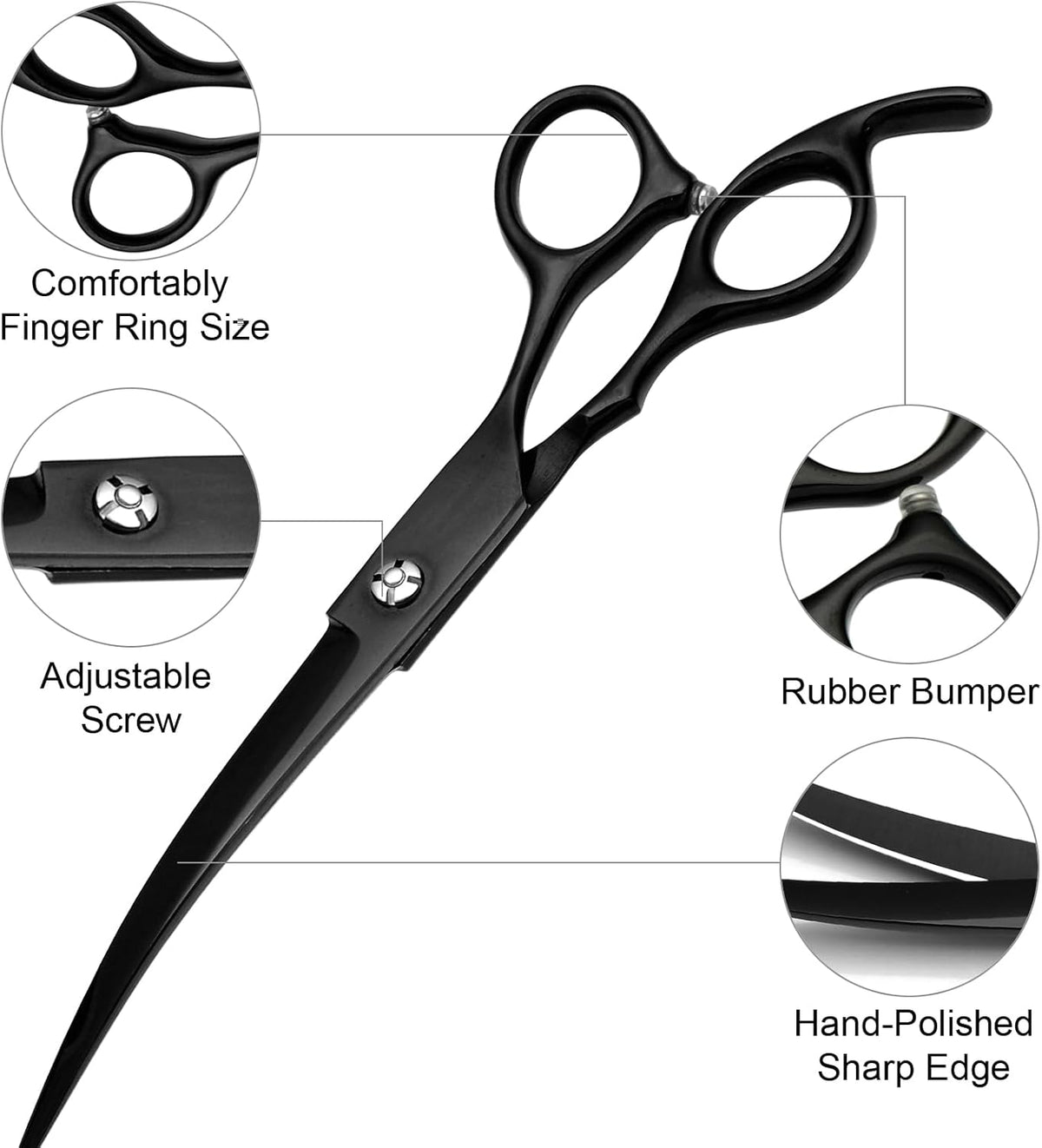 Professional Dog Grooming Scissors Set Stainless Steel Dog Grooming Kit - Thinning, Curved Scissors