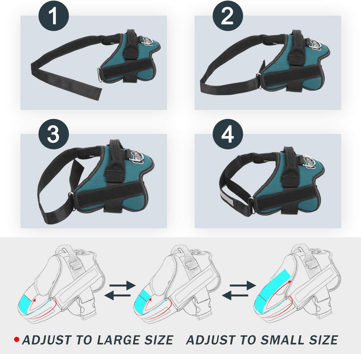 Bolux Dog Harness, No-Pull Reflective Dog Vest, Breathable Adjustable Pet Harness with Handle for