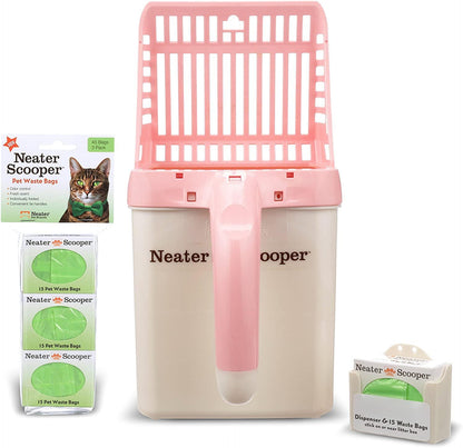 Neater Pet Brands Neater Scooper Standard Cat Litter Scoop, 60 Refill Bags – Mess-Free Cat Litter