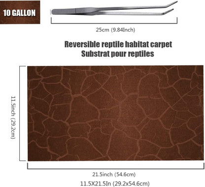 2 Pack Reptile Carpet Desert Reptile Mat & Reversible Substrate, Terrarium Liner Bedding, for