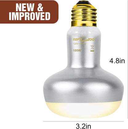 REPTI ZOO 2 Pack Heat Lamp 100W, Intense Basking Spot Simulated Natural Sunlight Heating Lamp Bulb