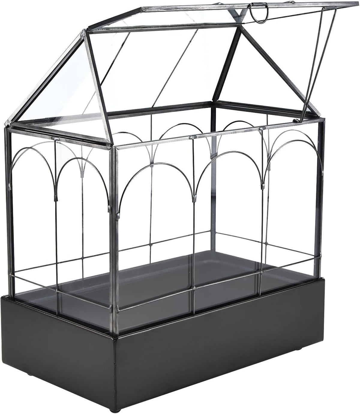 HighFree Glass Terrarium with Metal Tray, Glass Greenhouse Terrarium Kit for Succulents, Cacti