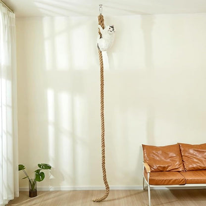 SHENGOCASE 1.9" x 8.9Ft Cat Climbing Jute Rope for Ceiling with Hook, Wall Mounted Furniture for