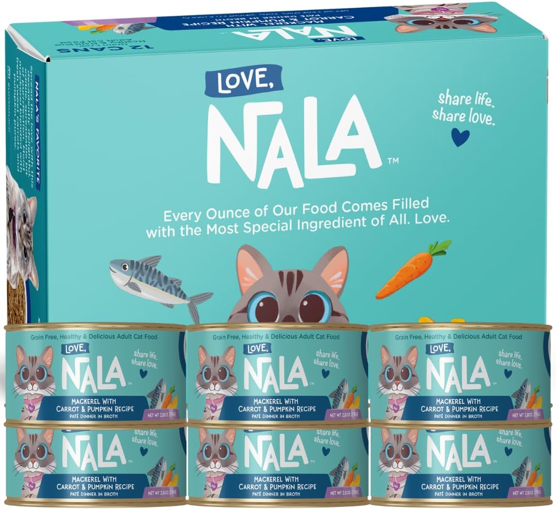 LOVE, NALA - Natural Adult Cat Wet Food - Pate Mackerel with Carrot & Pumpkin Recipe- Grain Free