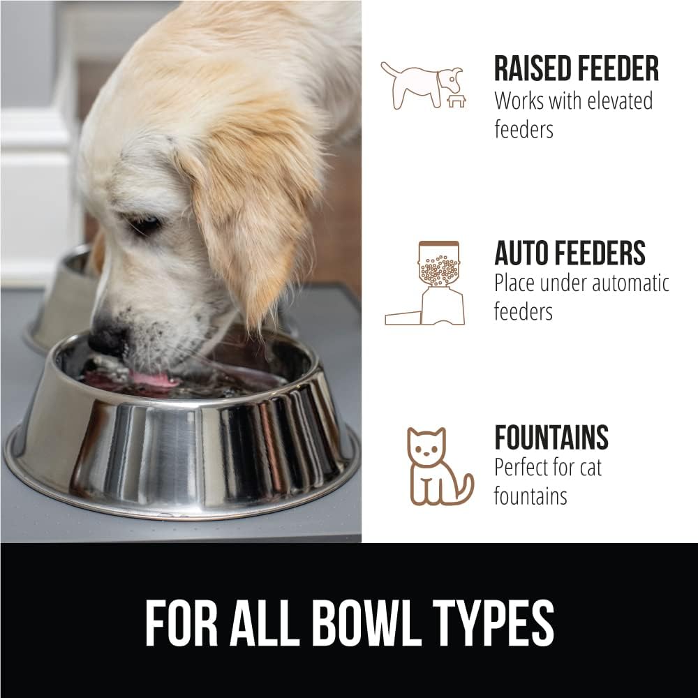 GORILLA GRIP 100% Waterproof Raised Edge BPA Free Silicone Pet Feeding Mat, Dog Cat Food Mats