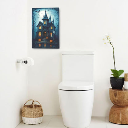 Halloween Gothic Wall Art Castle Pumpkin Ghost Bat Canvas Wall Decor Dark Academia Pictures