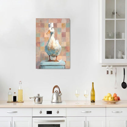 Funny Duck Bathroom Wall Art Cute Duck on Toilet Canvas Wall Decor Funny Quirky Farm Animal