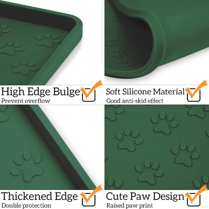 Ptlom Pet Placemat for Dog and Cat, Waterproof Silicone Pet Feeding Bowl Mats for Food and Water