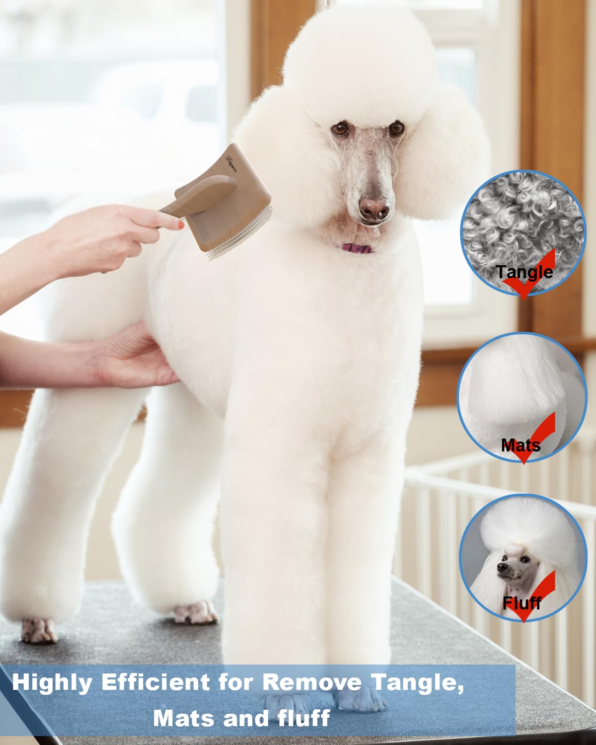 Dog Slicker Brush for Large Dogs, Professional Doodles Brush for Poodles, Goldendoodles and