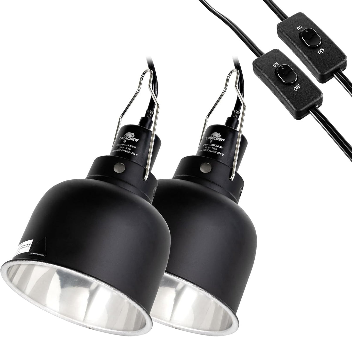 2 Pack Reptile Light Fixture, 5.5in Deep Dome Reptile Lamp Fixture, Optical Reflection Cover