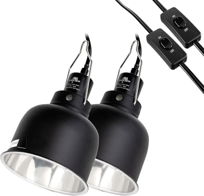 2 Pack Reptile Light Fixture, 5.5in Deep Dome Reptile Lamp Fixture, Optical Reflection Cover