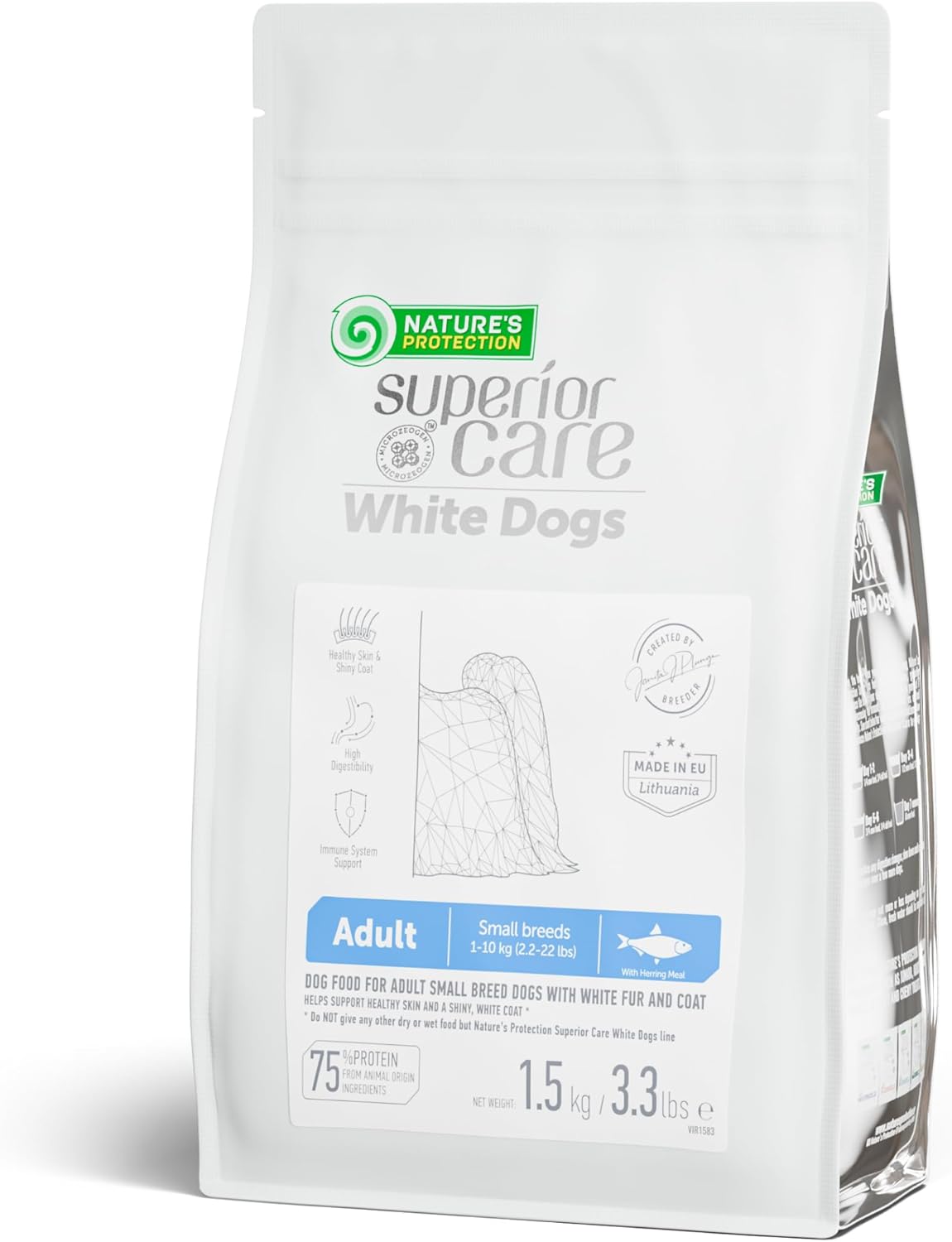 Nature's Protection Superior Care White Dogs Grain-Free Dry Dog Food - High Protein, Tear Stain Dog