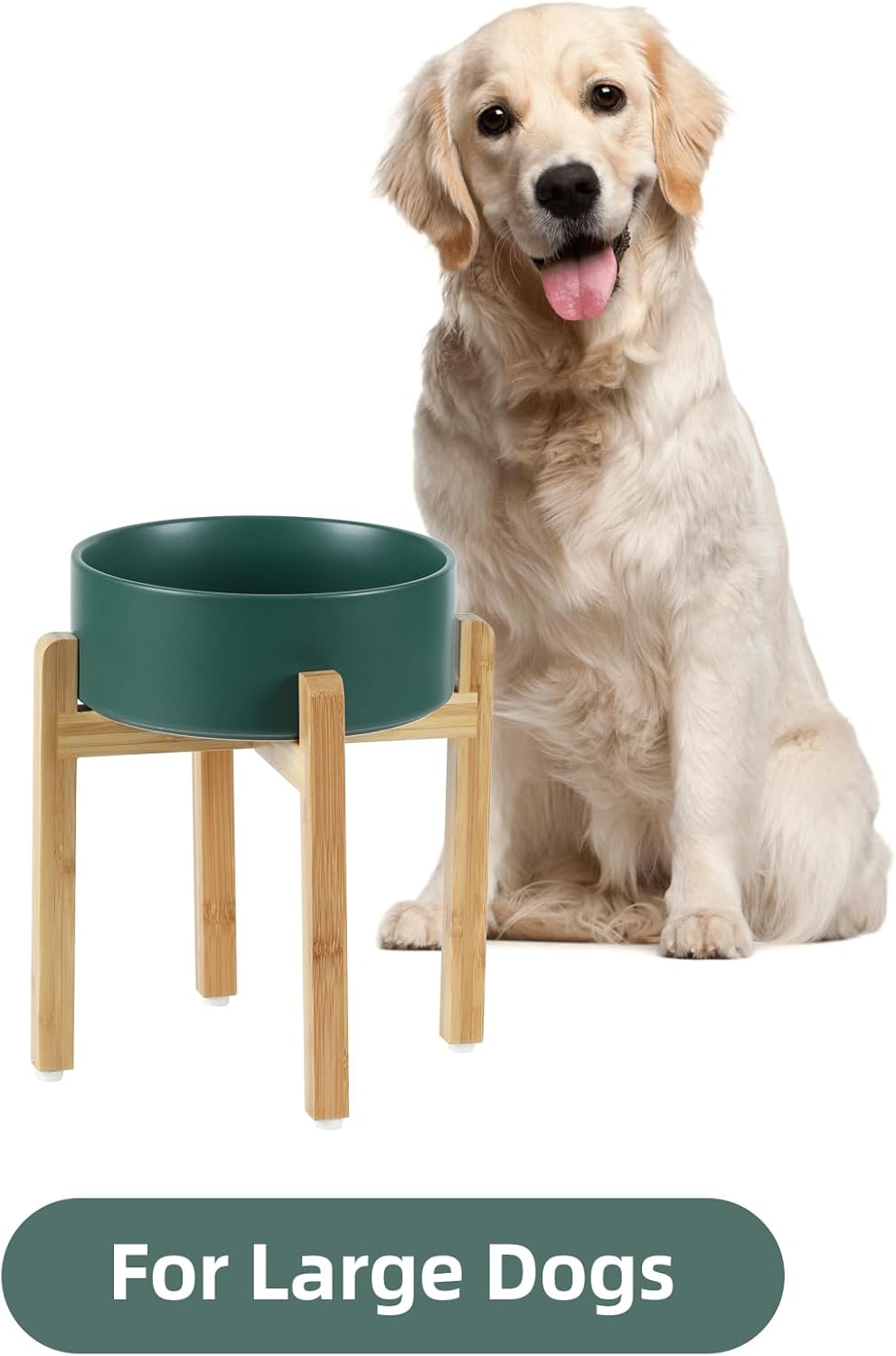 Ceramic Raised Dog Bowl Set, Elevated Dog Bowl with Stand, Food and Water Bowl for Large Breed