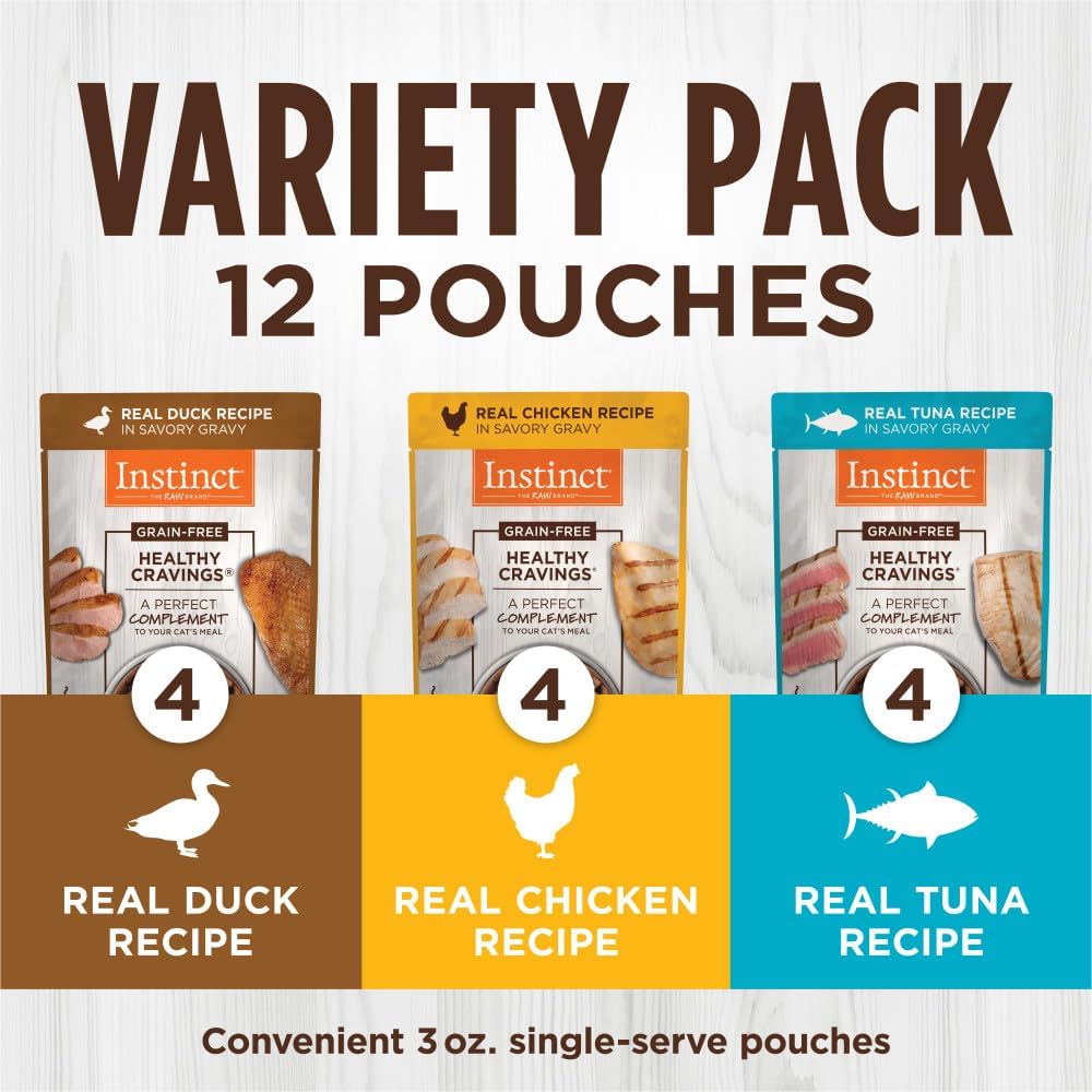 Instinct Healthy Cravings Natural Wet Cat Food Topper, Grain Free Recipe - Variety Pack, 3 oz.