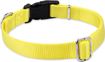 Hyhug Small Dog Collar Quick-Release Yellow| Heavy-Duty Nylon Puppy Collar, Adjustable & Durable