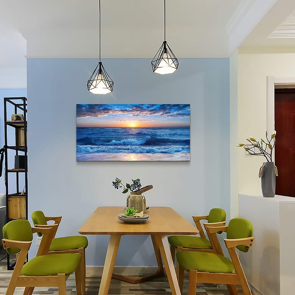 Canvas wall art for living room Blue Ocean Sea sun landscape painting bathroom Wall Decor Ready to