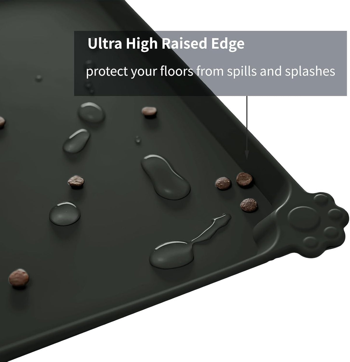 Waterproof Pet Feeding Mat with High Raised Edges, Heavier and Thicker Placemats for Cat Dog Water