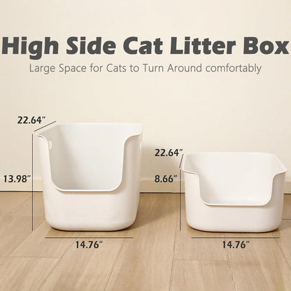 SpaceTime Extra Large Litter Box with High Sides,22.64"×14.76"×13.98" XL Multi Cat Litter Pan for