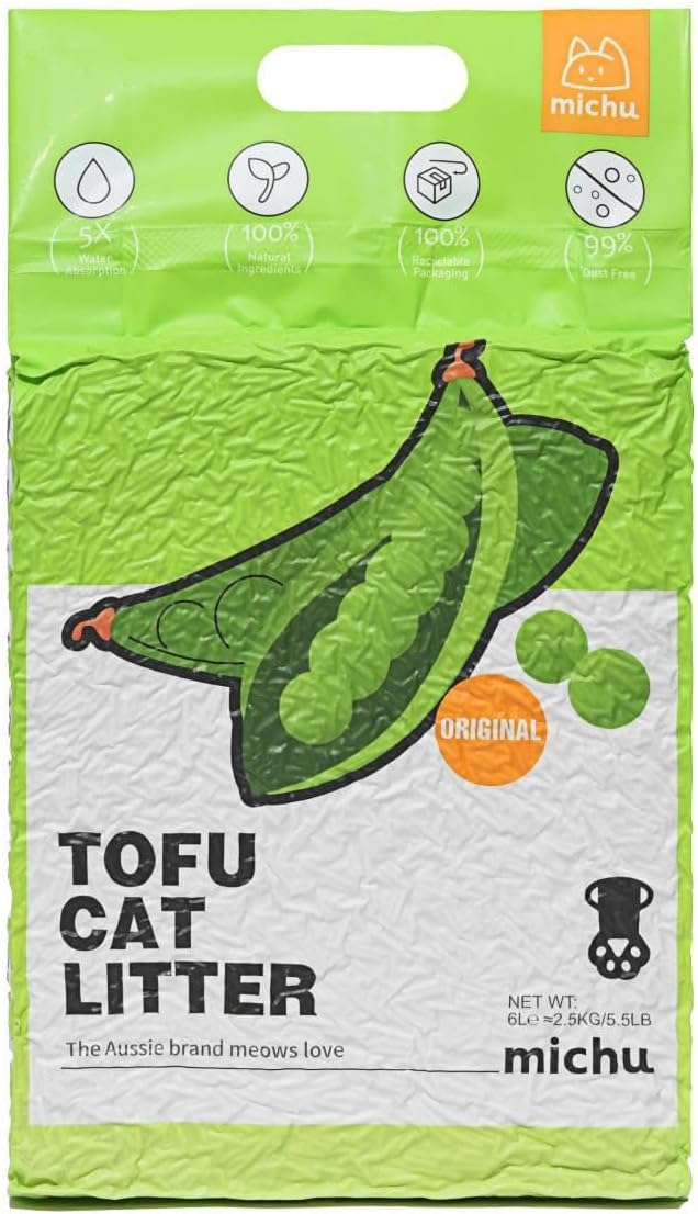 Tofu Cat Litter Natural Clumping Tofu Cat Litter, Fast Clumping and Easily Scoop-able 5.5lb/88oz 5
