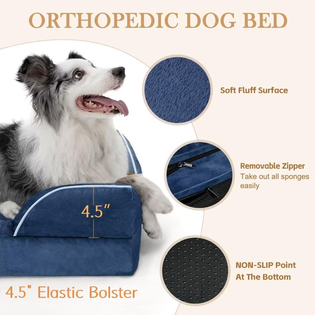 Comfort Expression Large Dog Beds, Waterproof Dog Beds Orthopedic Foam, Dogs Sofa Comfy Pet Beds